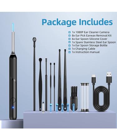 Ear Wax Removal Tool - 1080P Ear Cleaner Camera - 8 Pcs Kit - Otoscope with Light - Ear Wax Remover for iPhone, iPad, Android - Black - Buy Online on GoSupps.com