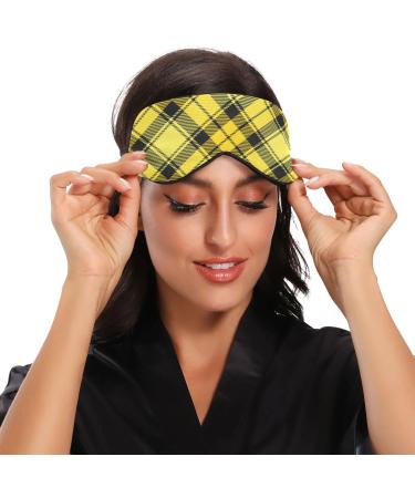 WELLDAY Yellow and Black Tartan Plaid Sleep Mask - Adjustable Strap for Men and Women - Buy Online on GoSupps.com