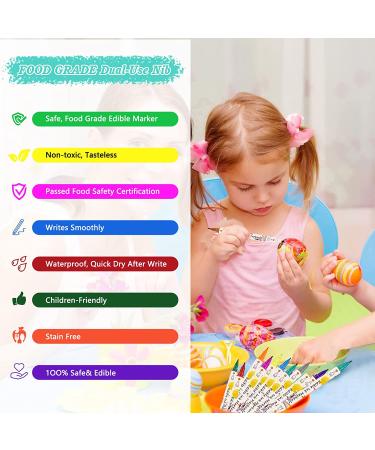 Food Coloring Marker Pens 12Pcs - Dual Sided Edible Markers for Cake Decorating & Baking - Fine & Thick Tip Gourmet Writers - 12 Count Pack - Buy Online on GoSupps.com