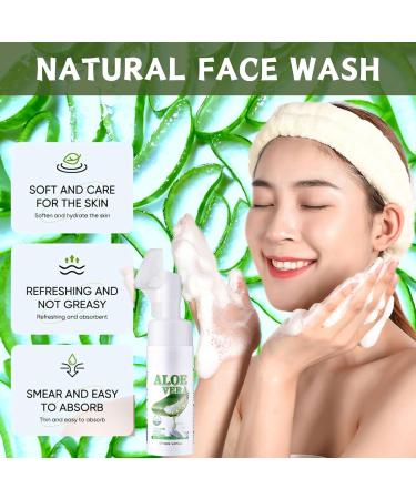 Trendyfave Aloe Vera Gel Foaming Cleanser Face Wash Natural Acne Face Wash Built-In Silicone Cleaning Brush For Acne Prone & Oily Skin Exfoliating Face Wash - Soothe Purify Facial Skin Care - Buy Online on GoSupps.com