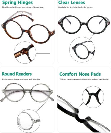 Eyekepper 4-Pack Women s Round Reading Glasses +2.50 - Small Lens Mixed Colors Stylish & Comfortable - Buy Online on GoSupps.com