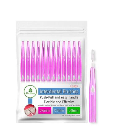 MORIVEDA NP -Vital Interentalbrushes 0.6mm pink - interdental brushes developed with dental laboratories - push -pull function - 12 pieces