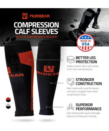 Compression Calf Sleeves for Running & Sports Recovery | Graduated Muscle Support - Large/XL - Black/Gray  - Buy Online on GoSupps.com