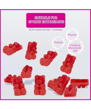 Chewables Creatine Monohydrate Gummies - 5000mg Muscle Strength & Energy Boost 60 Count Strawberry - Pre-Workout for Men & Women - Buy Online on GoSupps.com