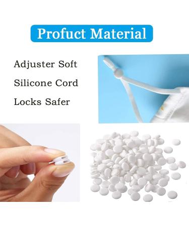 Silicone Cord Locks for Masks - Adjustable Drawstring Toggles for Elastic Bands - Non-Slip Earloop Stopper Adjuster - White (100Pcs) - Buy Online on GoSupps.com
