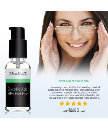 Yeouth Glycolic Acid 30% Gel Peel - Exfoliating Facial Peel | 2 fl oz (60 ml) - Buy Online on GoSupps.com