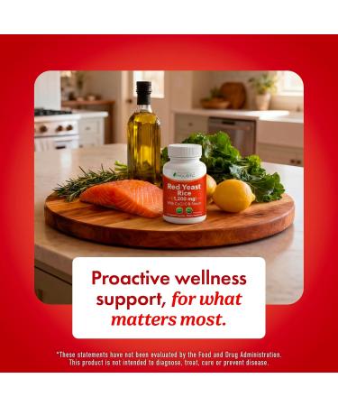 Red Yeast Rice 1200mg with CoQ10 & Niacin | 120 Vegetarian Capsules | Non-Irradiated | Citrinin Free | Supports Healthy Cholesterol & Cardiovascular Health - Buy Online on GoSupps.com