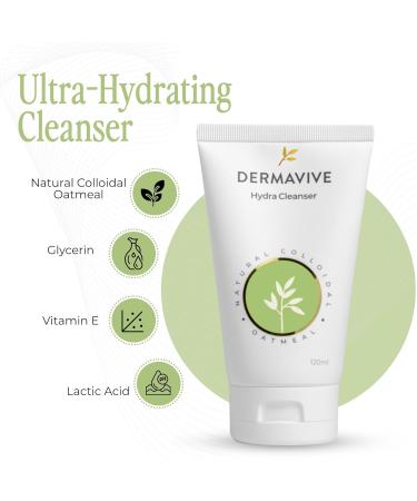 Dermavive Sensitive Skin Duo Hydrating Facial Cleanser 120ml + Dry Skin Cr me 100g | Soap-Free Gentle Cleanser & Fast-Absorbing Cream for Dry Itchy Sensitive Skin | With Oatmeal & Vitamin E - Buy Online on GoSupps.com