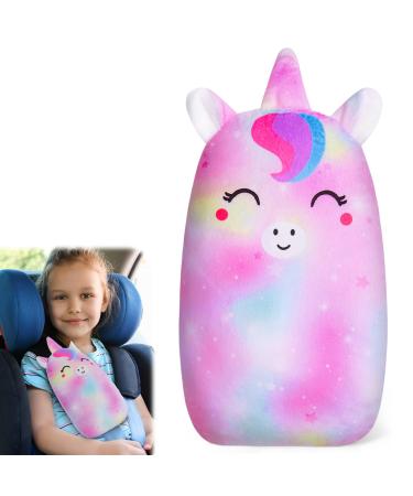 MHJY Seat Belt Pads for Kids Cute Unicorn Car Pillow Seatbelt Strap Cover Comfortable Seat Belt Covers Head Neck Support for Toddlers Girls Boys Children Pink