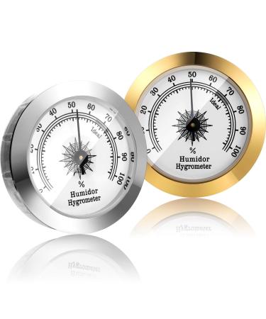 2 Pieces Hygrometer Analog Hygrometer Mechanical Round Hygrometer Humidity Gauge for Cabinet Cans, 2 Inch (Silver, Gold) - Buy Online on GoSupps.com