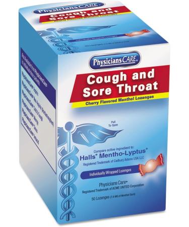 Buy PhysiciansCare Cough & Sore Throat Lozenges - Cherry Menthol 50 Individually Wrapped - International Shipping Available - Buy Online on GoSupps.com