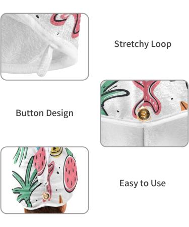 Cartoon Coconut Tree Fruits Hair Towel Set - Super Absorbent Quick Dry Hair Turbans for Women & Girls - 2 Pack - Buy Online on GoSupps.com