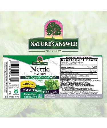 Nature's Answer Nettle Leaf Extract 1oz - Supports Prostate Function - Concentrated Dark Green Herbal Supplement - Non-GMO, Kosher, Gluten-Free - 2 Pack - Buy Online on GoSupps.com