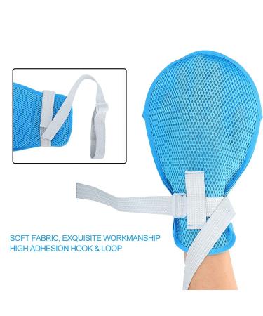 Fixed Restraint Gloves for Elderly | Anti-Scratch Non-Sterile Palm Protectors with Soft Plate Strap (Blue) - International Shipping Available - Buy Online on GoSupps.com