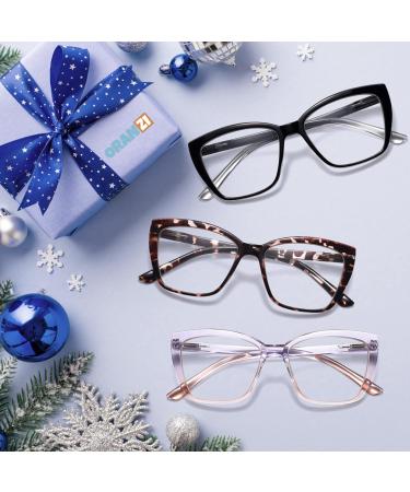 3-Pack Fashion Oversized Blue Light Reading Glasses for Women - Spring Hinge Cat Eye Style Anti Eyestrain Mix Colors 1.5x - Buy Online on GoSupps.com