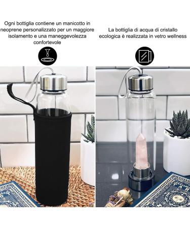 HINATAA Crystal Water Bottle - 550ml Detachable Natural Quartz Healing Bottle (Pink) | International Shipping - Buy Online on GoSupps.com