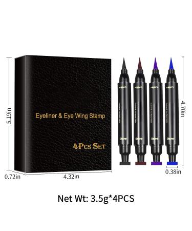 Erinde Winged Eyeliner Stamps Set - 4PCS Cat Eye Face Stamp Pen - Waterproof Smudge-Proof Liquid Eyeliners in Black, Brown, Purple & Blue - Buy Online on GoSupps.com