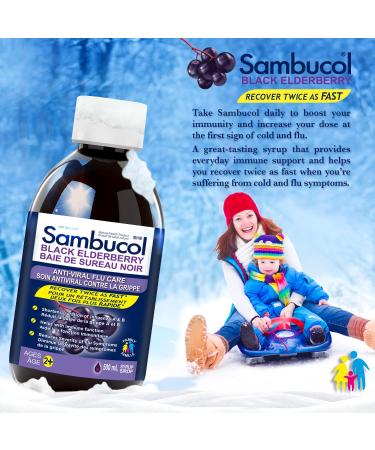 Sambucol Black Elderberry Anti-Viral Flu Care Syrup | Quickly Relieves Cold & Flu Symptoms | Immune Support & Antioxidant | Ideal for Families | 500 mL Anti-Viral Flu Care 500 ml (Pack of 1) - Buy Online on GoSupps.com