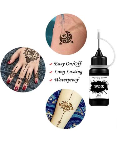 DIY Temporary Tattoo Kit: 6 Colors Fruity Ink, 64 Patterns Stencils - Semi-Permanent Inkbox for Adults/Kids - Classic Black/Red/Green/Brown/Purple/Blue - Easy Body Art - Buy Online on GoSupps.com