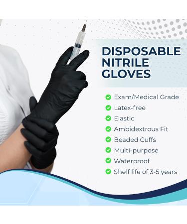 Concentric Nitrile Exam Gloves - Case of 1000, Medium, Black, Powder-Free, Latex-Free, Disposable - Medical Grade for Facility, Lab, Food, Beauty - Waterproof 4 Mil Synthetic Rubber Gloves (Pack of 1000) - Buy Online on GoSupps.com
