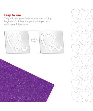 8Pcs Quilting Templates Set - Heart-Shaped Clockwork Key Feather Drop Swirl Design F - 1/8 Inch Thick - Non-Slip Grips - For Domestic Sewing Machines - Buy Online on GoSupps.com