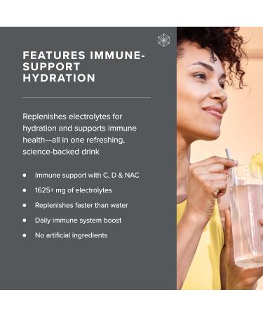 Isagenix Hydrate + Immune Support with Whole-Food Sourced C D Vitamins - Superior Hydration with 1625+ mg of Essential Electrolytes - No Added Sugar Peach Lemonade Flavor 0.2 oz Sticks 24 Servings - Buy Online on GoSupps.com