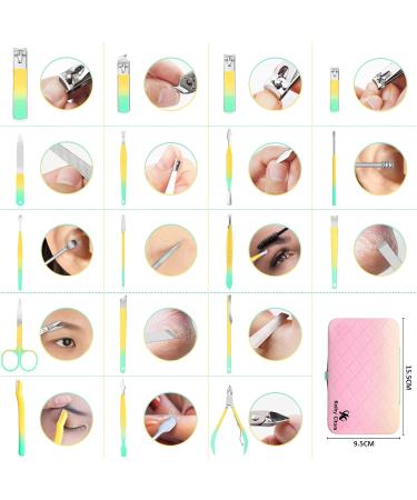 Keiby Citom Manicure Set 18pcs Professional Nail Clippers Kit Pedicure Care Tools-Stainless Steel Grooming Tools With Rose Gold PU Leather Case for Travel & Home (Color) - Buy Online on GoSupps.com