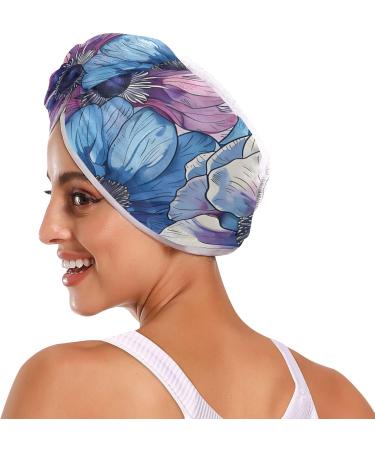 Exotic Anemone Flower Hair Towel 2 Pack | Super Absorbent Quick-Dry Hair Turbans for Women & Girls - Buy Online on GoSupps.com