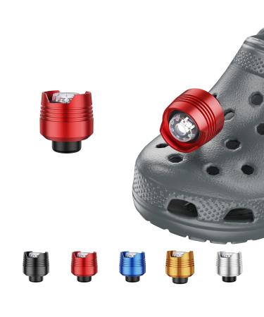 Aveland Headlights for Crocs 2pcs, Lights Flashlights Attachment for Crocs, Charm Accessories for Kids Boys Adults Men Women Crocs Shoes, Clip on Clog Headlights Lights Flashlights for Crock Shoe Red