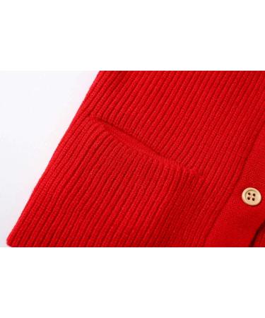 SMILING PINKER Toddler Girls Knit Cardigan 6 Years Red - Soft & Warm with Pockets - Buy Online on GoSupps.com