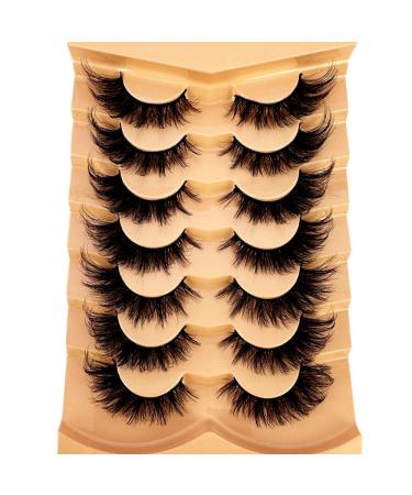 New 7Pairs Design Wet Manga Lashes 3D fluffy Eyelash Extensions Makeup Fashion Long Thick Natural Fake Eyelashes (K)