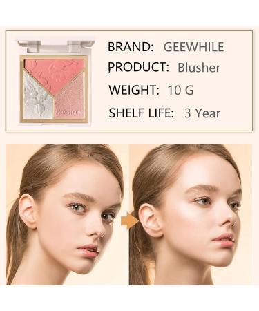 3-in-1 Blush Highlighter Contour Palette - Long-Lasting Matte Blush Glow for Women - Sweat-Resistant Make Up Powder - Natural Look (Color 2) - Buy Online on GoSupps.com