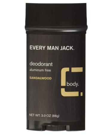Every Man Jack Deodorant 3 Ounce Sandlewood Aluminum-Free (88ml) (2 Pack) Sandlewood 3 Ounce (Pack of 2)