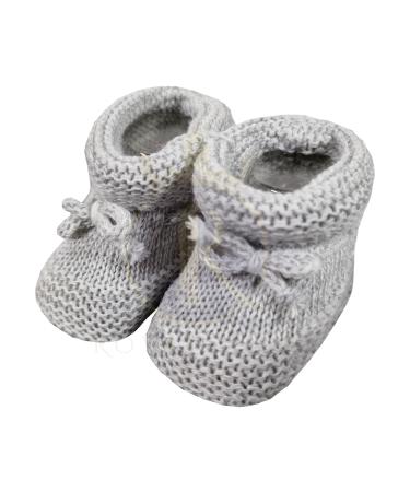 Royal Icon Baby Booties 0-3 Months - Baby Boys Girls Booties Warm and Safe Baby Slippers - Knitted Bow Baby Boots - Newborn Bootees for Babies Ri359 0 Months Grey Ri359