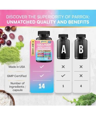 Collagen Peptides Types I II III V & X MCG Biotin Keratin Hyaluronic Acid MSM Zinc Grape Seed Extract Quercetin Vitamin A Vitamin C Vitamin E Magnesium Folic Acid (90 Capsules) 90 Count (Pack of 1) - Buy Online on GoSupps.com