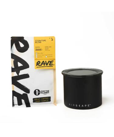 Rave Coffee Small Black Airscape with Rave Coffee Signature Blend N 1 Freshly Roasted Whole Beans Coffee 250g Black (Small)