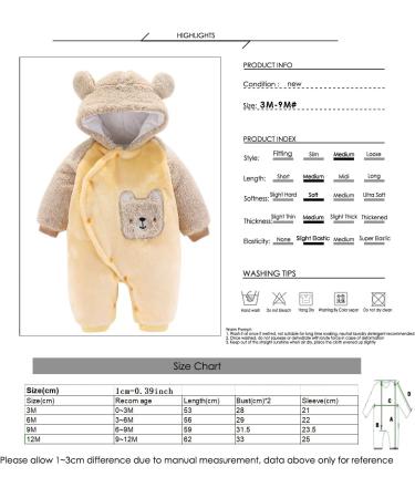 Haokaini Newborn Bear Warmer Snowsuit Hooded Romper Jumpsuit - 6-9 Months (Yellow) - Buy Online on GoSupps.com