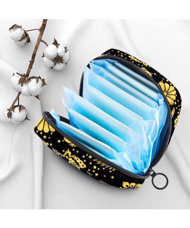 MUOOUM Menstrual Pad Bag | Zipper Sanitary Napkin Bag for Women Girls | Golden Crane Fan Flower Design | Multi-colored 6 - Buy Online on GoSupps.com