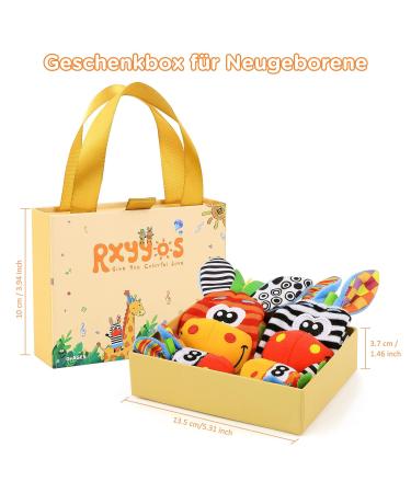 4PC Baby Rattling Toys Set - Plush Wrist & Socks Rattles for Newborn Development | Ideal Gift for 0-12 Months Boys & Girls - Buy Online on GoSupps.com