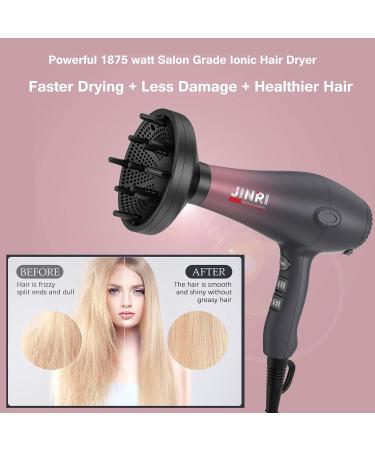 Infrared Hair Dryer - JINRI Professional 1875W Ionic Blow Dryer with Comb Diffuser & Concentrator for Fast Drying | International Shipping Available - Buy Online on GoSupps.com