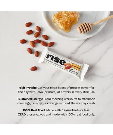 Rise Bar Almond Honey Protein Bars - 12 Pack (2.1 oz each) | Simple, Delicious Nutrition - Buy Online on GoSupps.com
