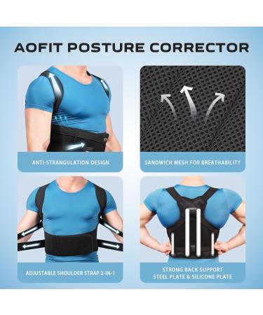 Back Brace Posture Corrector for Women & Men - Adjustable Full Support for Back Pain Relief - Scoliosis & Hunchback Correction - Size M Black - Buy Online on GoSupps.com