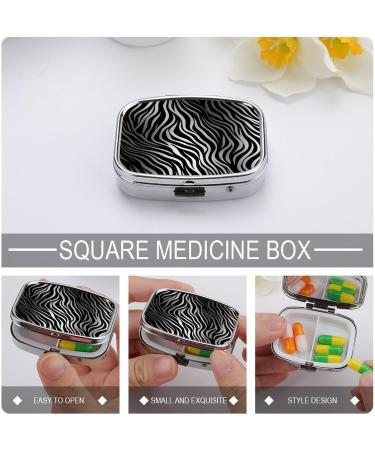 Zebra Print 2-Compartment Pill Box | Portable Decorative Metal Pill Organizer for Pocket & Purse - Buy Online on GoSupps.com