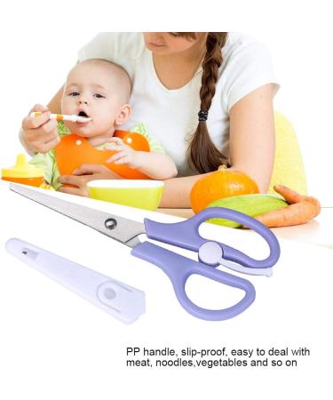 Baby Food Scissors Portable Stainless Steel Scissor Children Safety Food Cutter with Cover for Baby Infant Complementary Food(Purple) - Buy Online on GoSupps.com