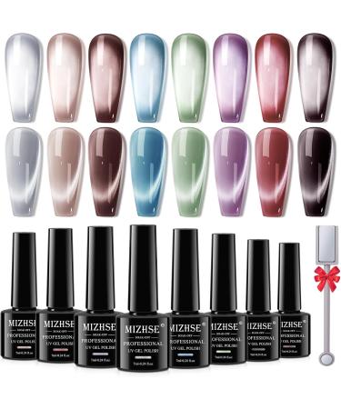 MIZHSE Holographic Glitter Cat Eye Gel Nail Polish Set 8 Colors Red Cat Eye Gel Nail Polish Kit Magnetic Nail Polish Sets with Magnet Soak Off Led Gel Nail Polish Nail Art Gel Manicure Salon DIY Gifts 308 - Buy Online on GoSupps.com
