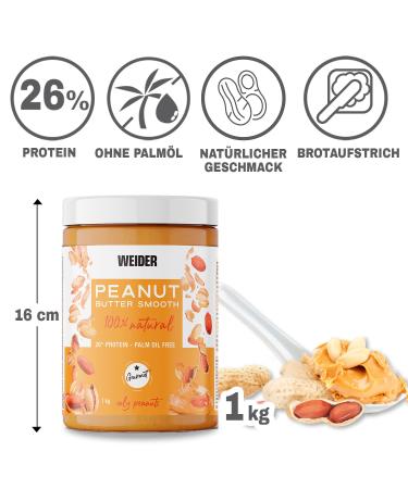 Weider Duo-Pack Peanut Butter Smooth 1kg - 100% Natural Vegan No Additives Creamy & Tasty 26% Protein - Buy Online on GoSupps.com
