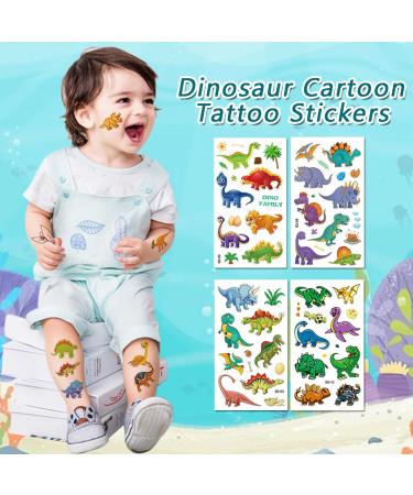 Dinosaur Temporary Tattoos - 120PCS Cute Cartoon Designs for Kids | Waterproof Body Art Stickers for Birthday Party Decor - Buy Online on GoSupps.com