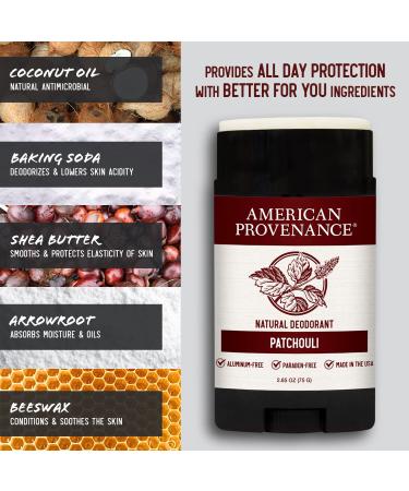American Provenance Aluminum Free Natural Deodorant For Women and Men - Patchouli - 24 Hour Protection - Cruelty Free - Made in the USA (1 pack) - Buy Online on GoSupps.com