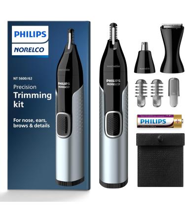 Philips Norelco Nose Trimmer 5000 for Nose Ears & Eyebrows Trimming Kit NT5600/62 - Black/Silver