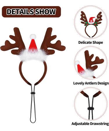 Pedgot 3 Pack Christmas Pet Headwear Xmas Hair Loop Brown Reindeer Antlers Headband Christmas Pet Costume Hair Accessory for Dogs - Buy Online on GoSupps.com